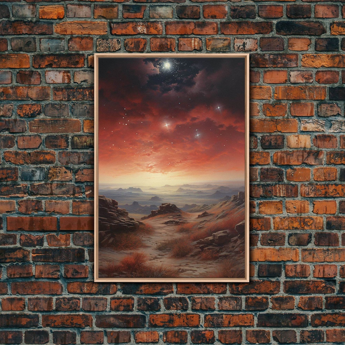 Sci Fi Wall Art, Fantasy Artwork, Space Wall Art, Tiny House Decor, Canvas Print, Wall Art, Vertical Art, Moving Gift, Game Room Decor - 8x12 Inches / Light Oak Frame