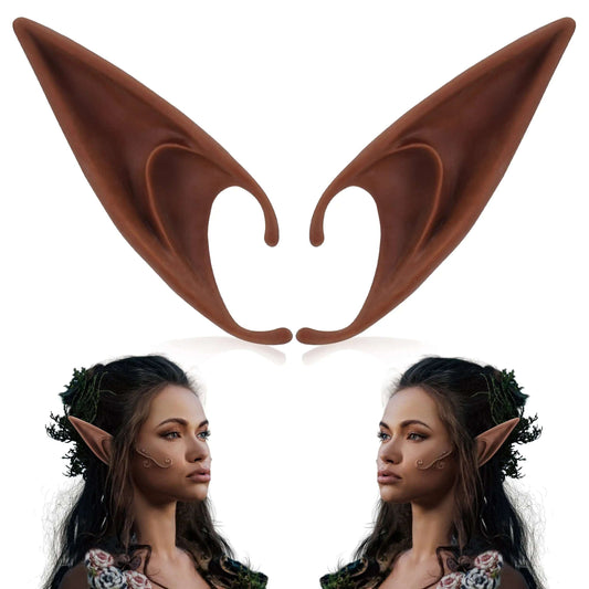 1 Pair Long Brown Elf Ears Cosplay Fairy Ears Vampire Dress Up Accessory for Halloween Renaissance Fantasy LARP Masquerade Party