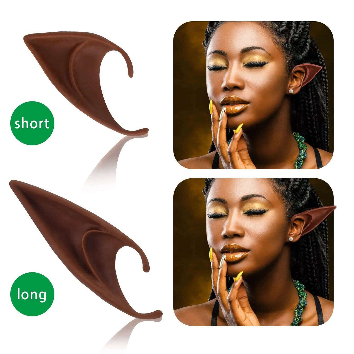 1 Pair Long Brown Elf Ears Cosplay Fairy Ears Vampire Dress Up Accessory for Halloween Renaissance Fantasy LARP Masquerade Party