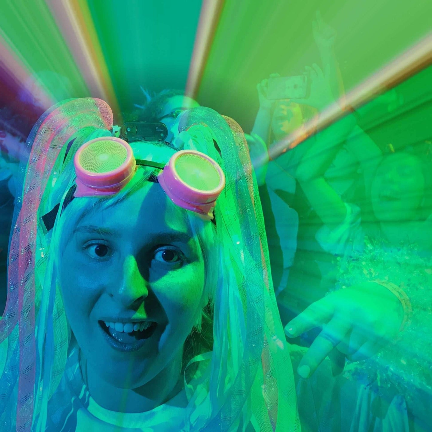 Steampunk Goggles with magnifying loupes kaleidoscope lenses - 