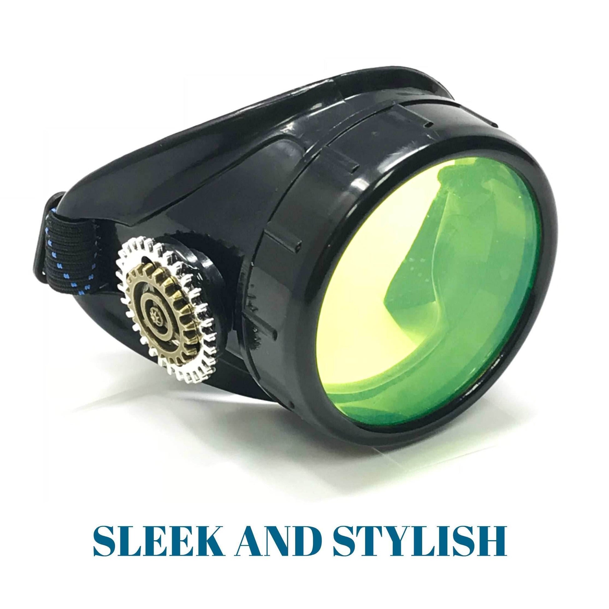 Airship pirate eyepatch monocle Rave goggle - lime green