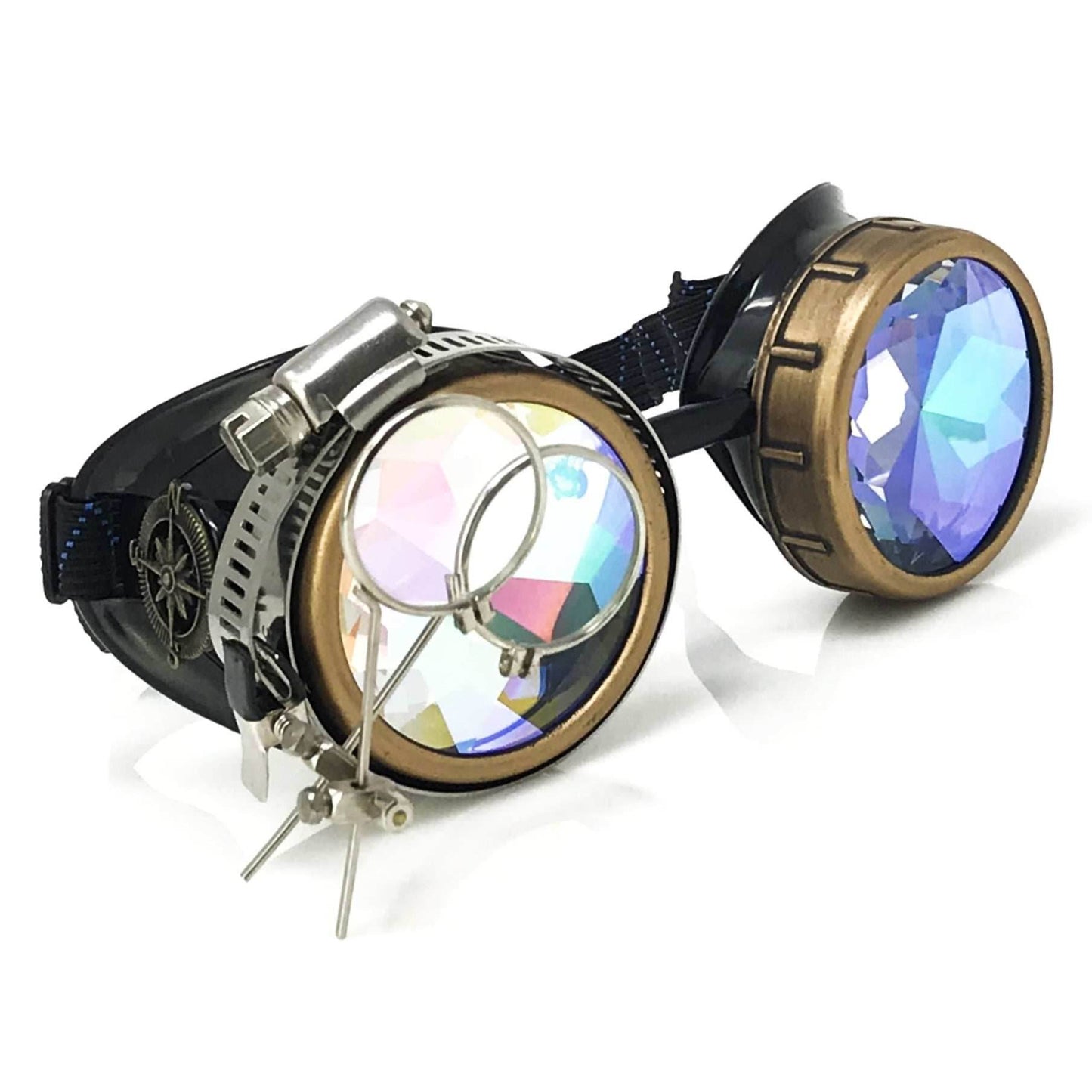Steampunk Goggles with magnifying loupes kaleidoscope lenses - 