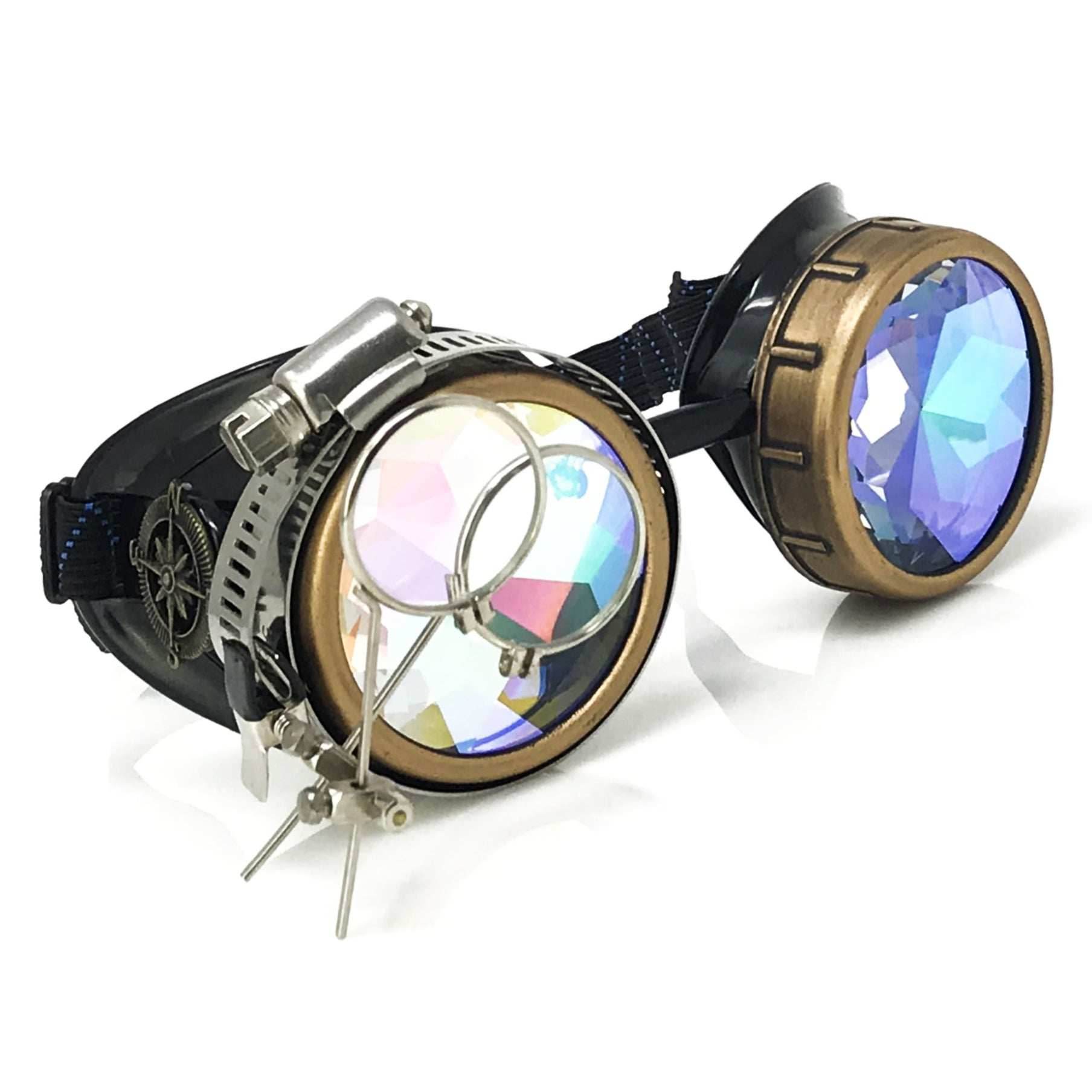 Steampunk Goggles with magnifying loupes kaleidoscope lenses - 