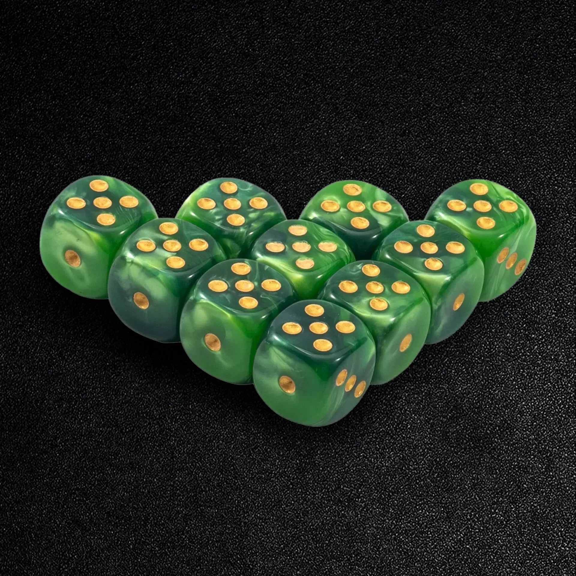 10 pcs cube green mixed color D6 dice set 12mm rounded corner dice game props