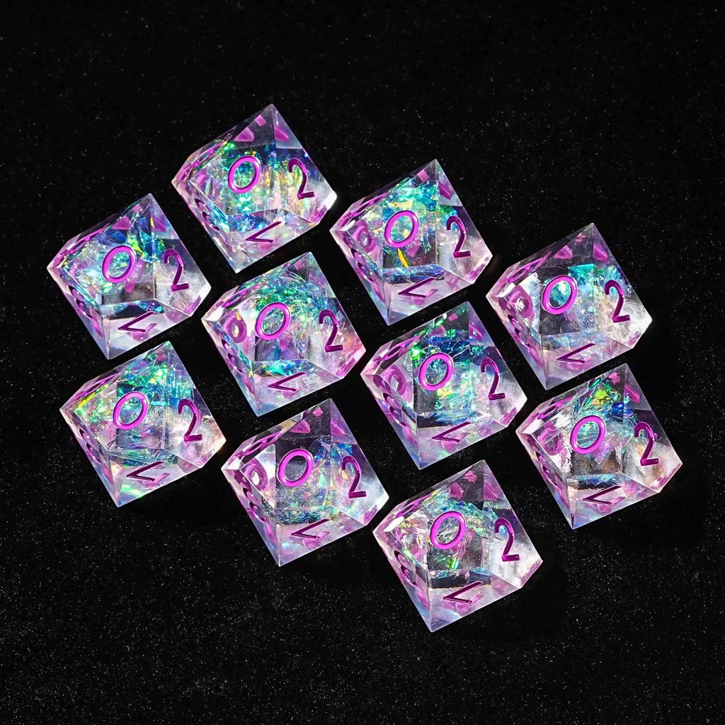 10 Sided Dice Translucent Purple Magic Resin Dice - DND D10 Dice