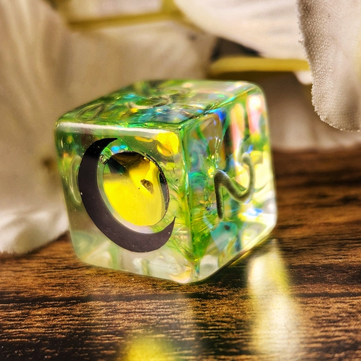 Orym Critical Role OC Inspired Green Colorshifting Handmade Resin Individual D6 Gaming Dice TTRPG