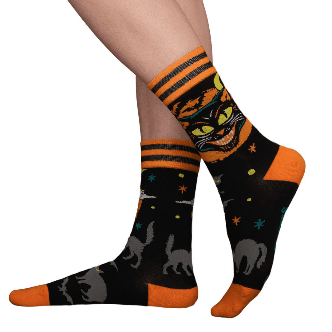 Vintage Black Cat Crew Socks - 