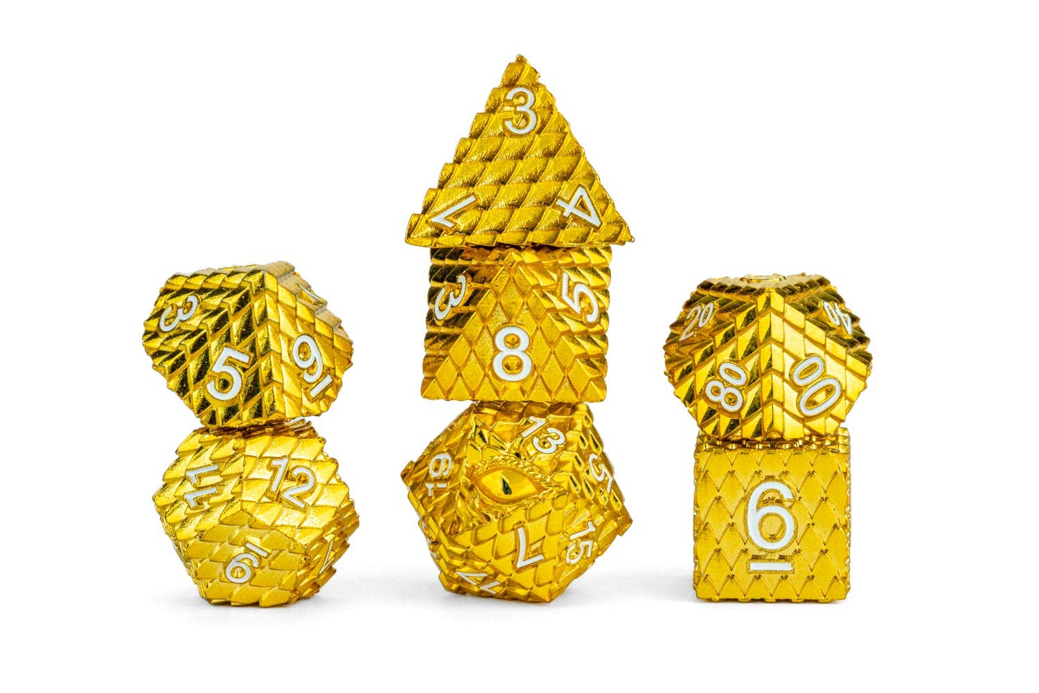 D&D Dragon Scale Metal Dice Set — Gold
