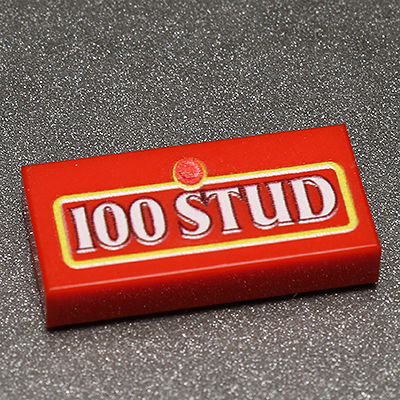 100 Stud Custom Printed 1x2 Tile made using LEGO part - B3 Customs