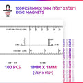 100pcs N45UH 1mm x 1mm (Approximately 1/32" x 1/32") Disc Magnets Ultra High Temperature
