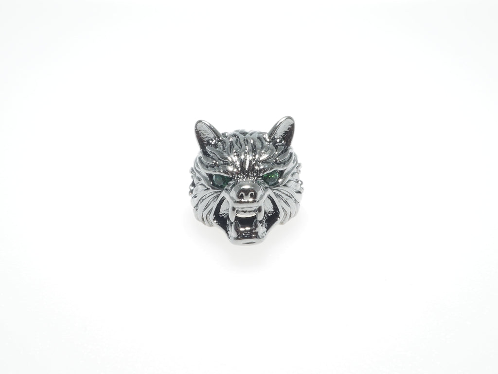 CZ Micro Pave Wolf Head Beads, Cubic Zirconia Spacer Beads, Animal Beads, Mens Bracelet Findings,11x11x14mm, sku#Y84