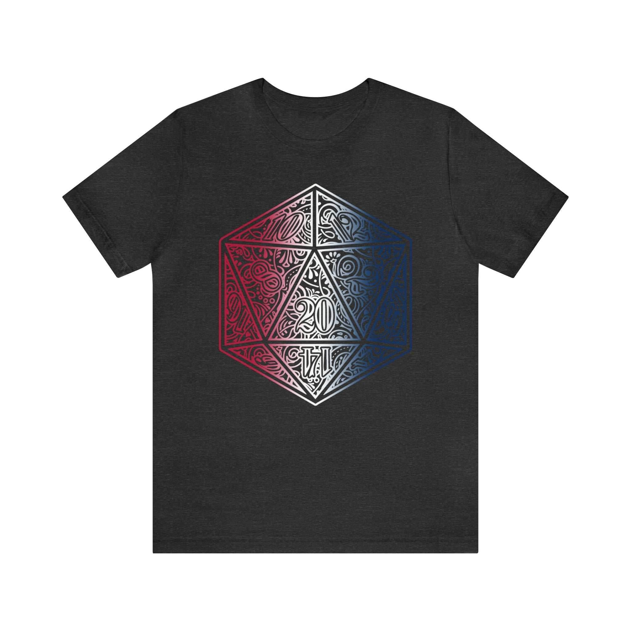 Red, White, and Blue Ombre Ornamental Dice Shirt - Dark Grey Heather / S