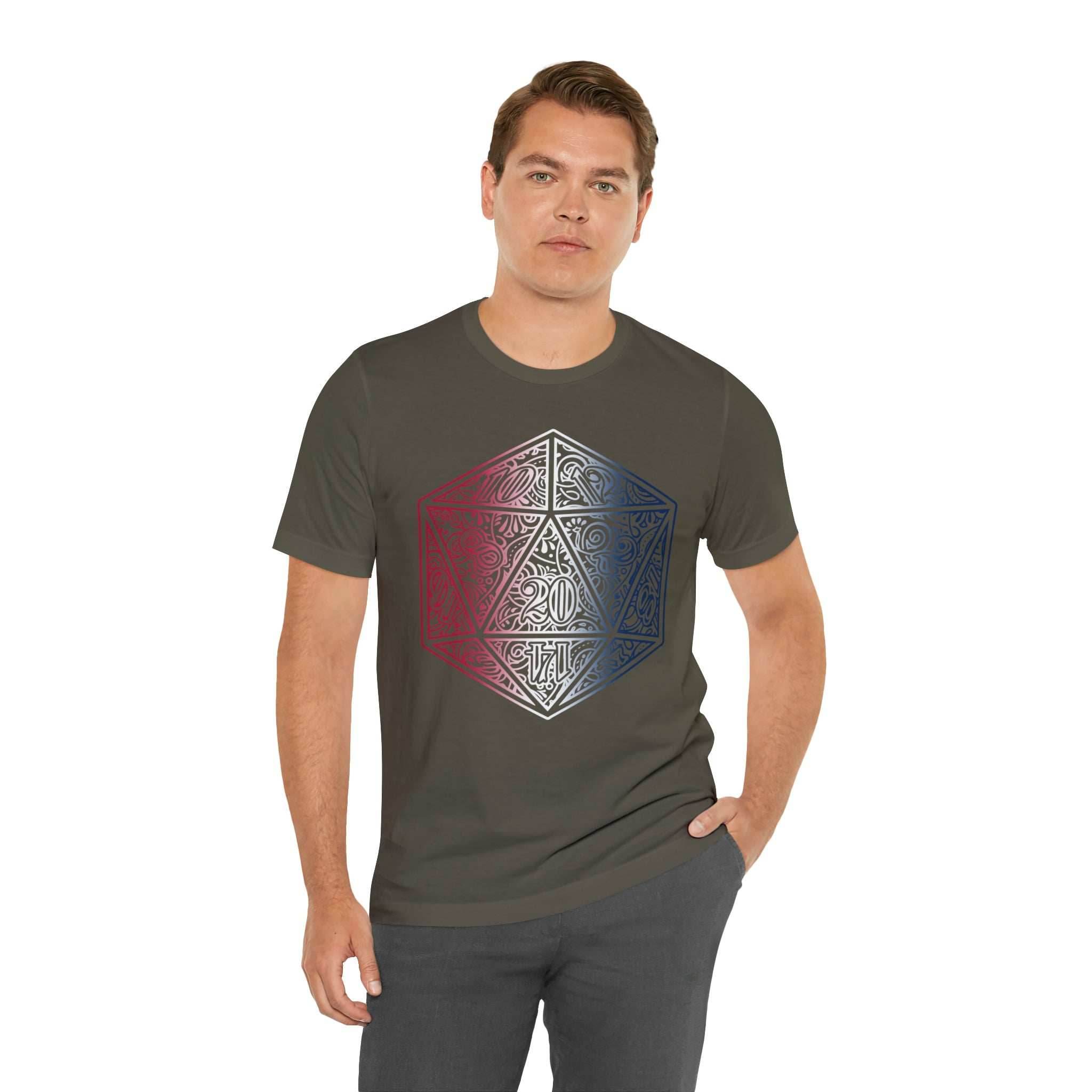 Red, White, and Blue Ombre Ornamental Dice Shirt - Army / S