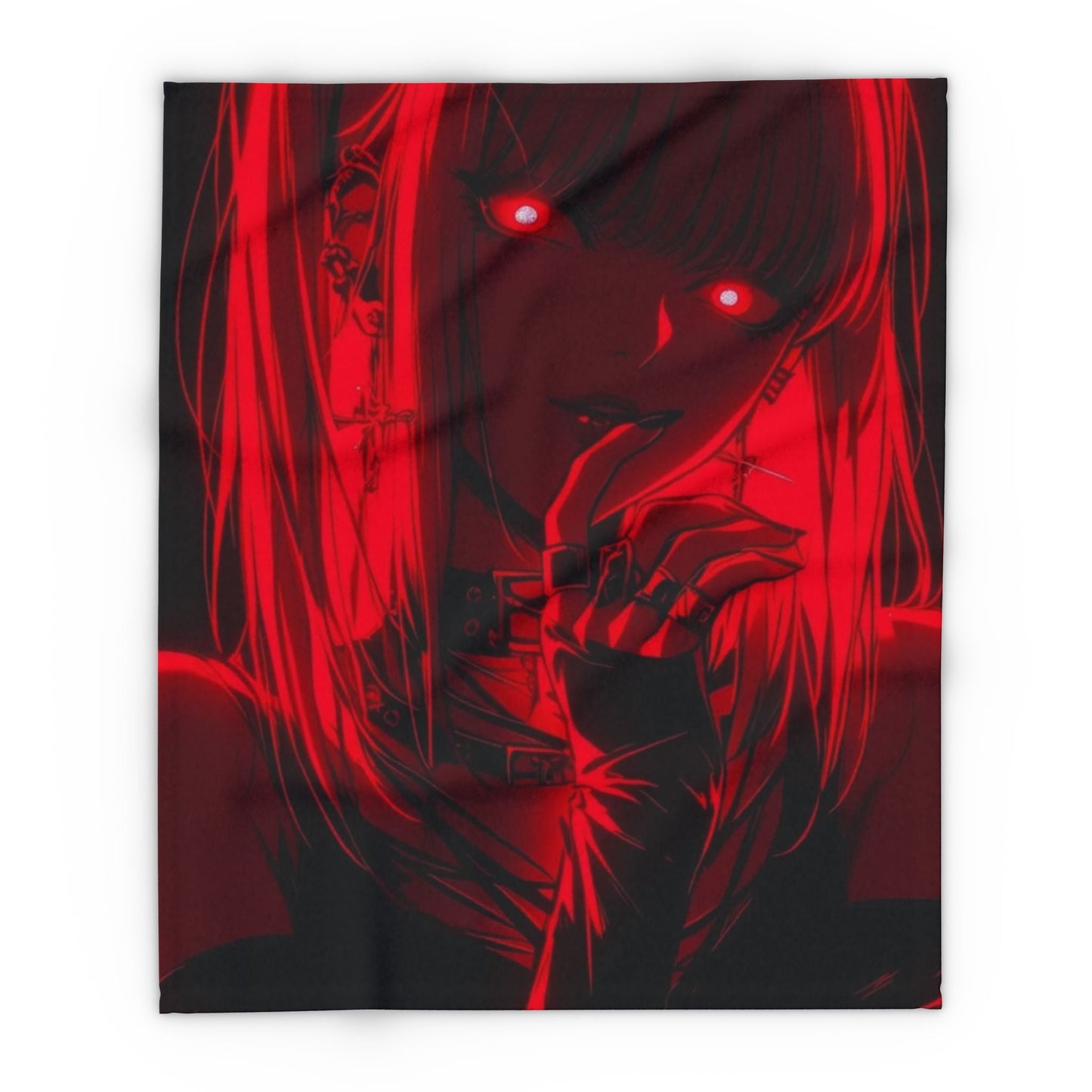 Dn missa Cozy Arctic Fleece Blanket with Striking Red Design - Perfect for Gifting, Home Décor, Anime Nights, Cozy Evenings, Horror Lovers