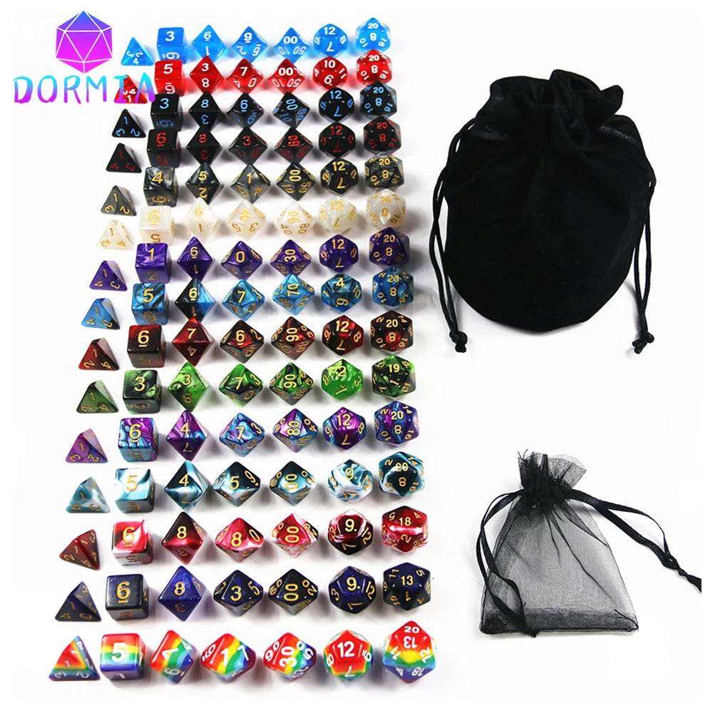 105pcs Dice Set with Bag for RPG Party/Family Table Board Role Playing Game Dados D4 D6 D8 D10 D% D12 D20