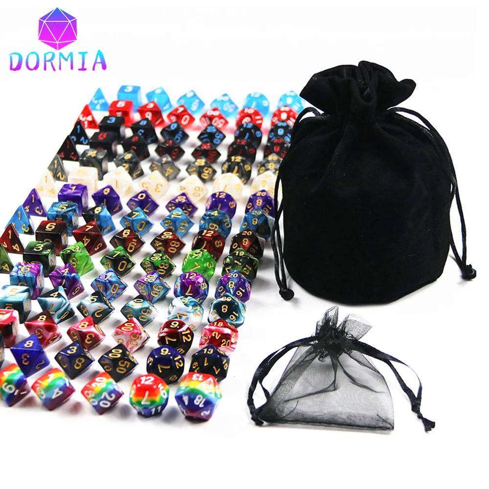 105pcs Dice Set with Bag for RPG Party/Family Table Board Role Playing Game Dados D4 D6 D8 D10 D% D12 D20