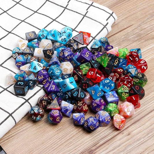 105Pcs Polyhedral Dice Set  RPG Role Playing Dragon Table Game Mixed Color Set +Storage Bag