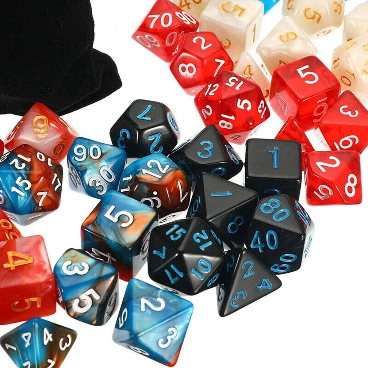 105Pcs Polyhedral Dice Set  RPG Role Playing Dragon Table Game Mixed Color Set +Storage Bag