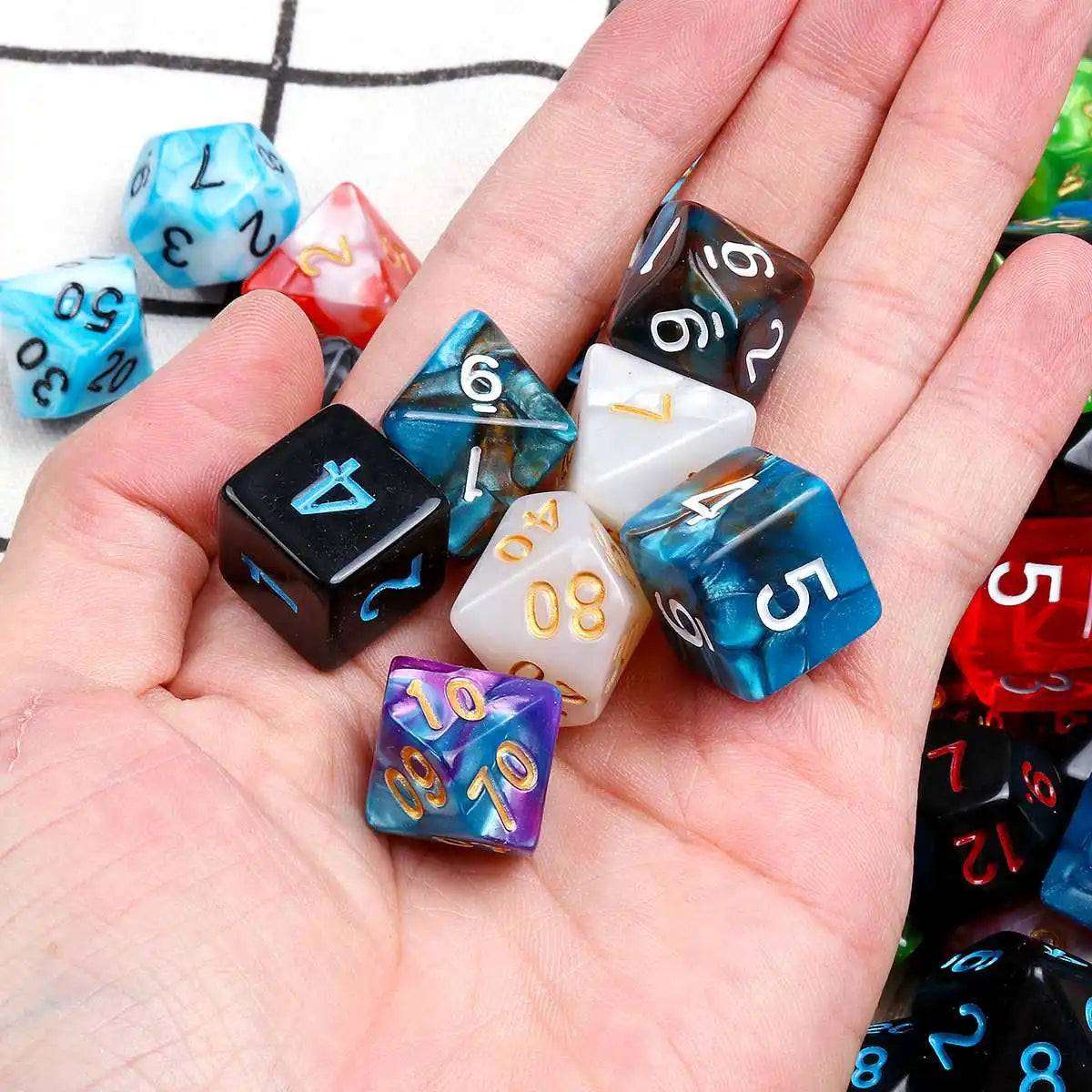 105Pcs Polyhedral Dice Set  RPG Role Playing Dragon Table Game Mixed Color Set +Storage Bag