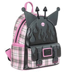 Sanrio Kuromi Flames and Plaid Mini-Backpack - Entertainment Earth Exclusive