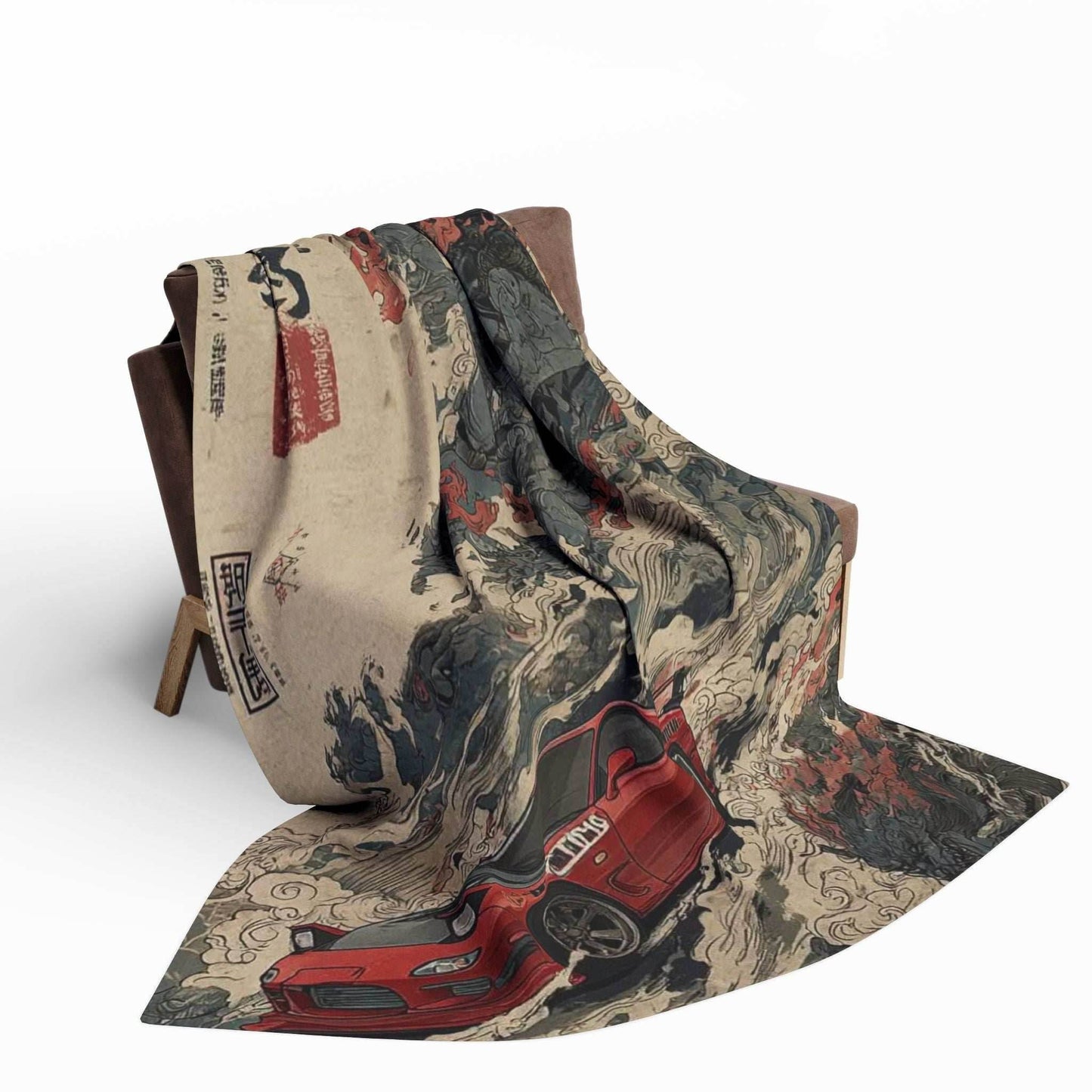 Japanese Art Car Arctic Fleece Blanket, Cozy Throw Blanket, Automotive Decor, Car Lover Gift, Comfortable Bedding, Unique Home Decor - 30'' × 40''