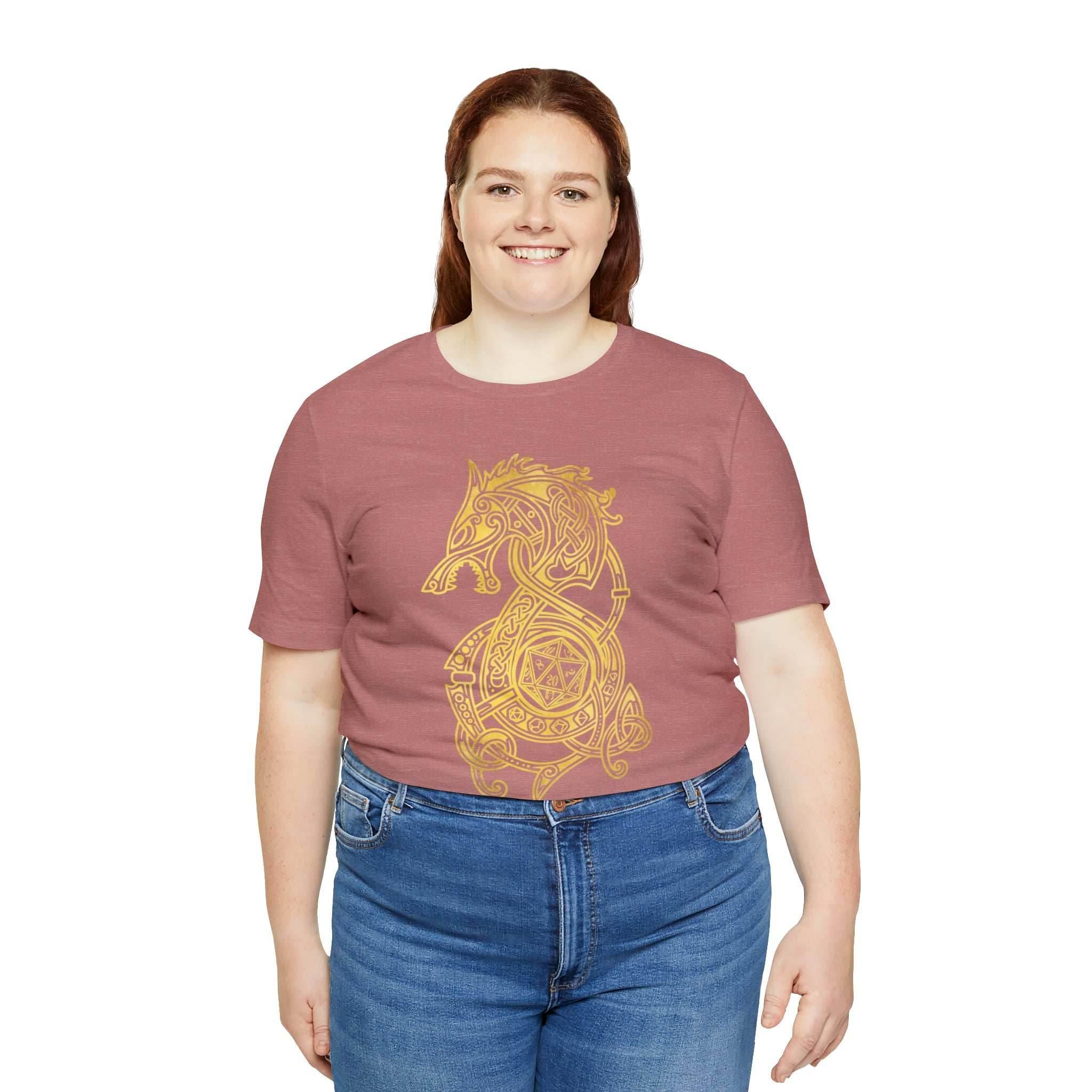 Golden Celtic Dice Dragon Shirt - Army / S