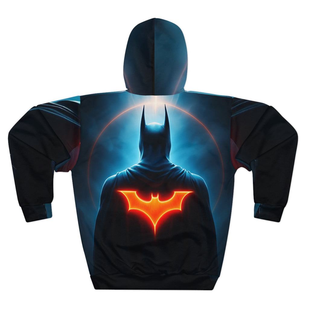 Batman Tribute  AOP Unisex Pullover Hoodie, Superhero Sweatshirt, Comic Book Apparel, Geek Fashion, Gift for Fans, Cozy Layer