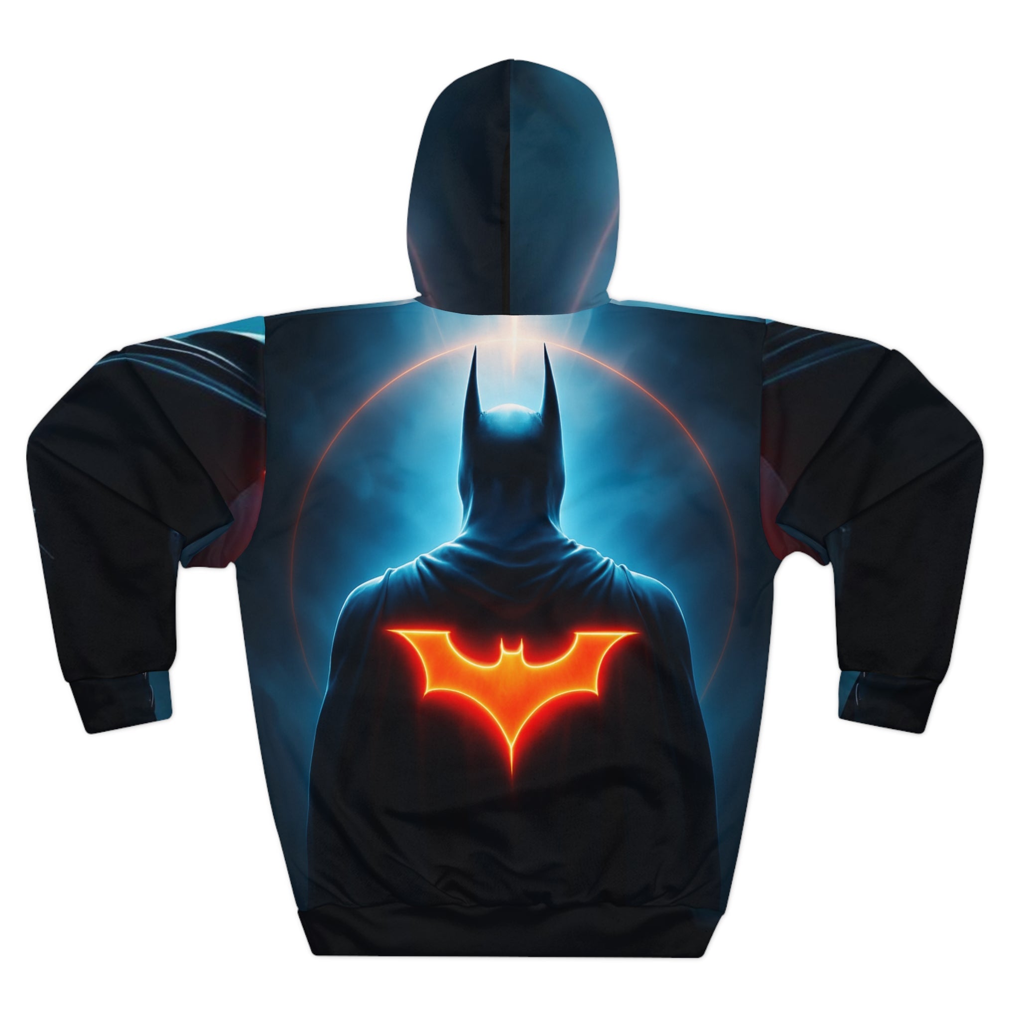 Batman Tribute  AOP Unisex Pullover Hoodie, Superhero Sweatshirt, Comic Book Apparel, Geek Fashion, Gift for Fans, Cozy Layer