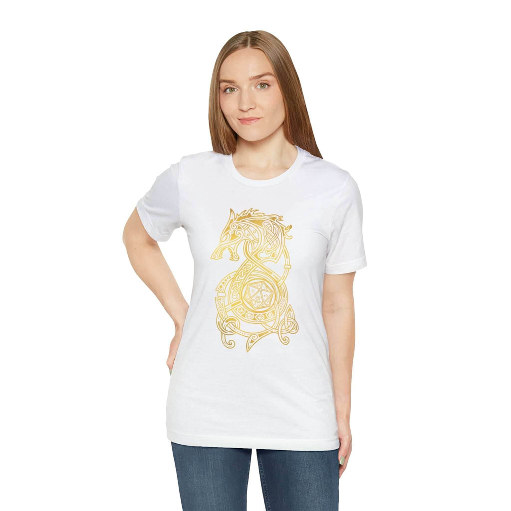 Golden Celtic Dice Dragon Shirt - Army / S