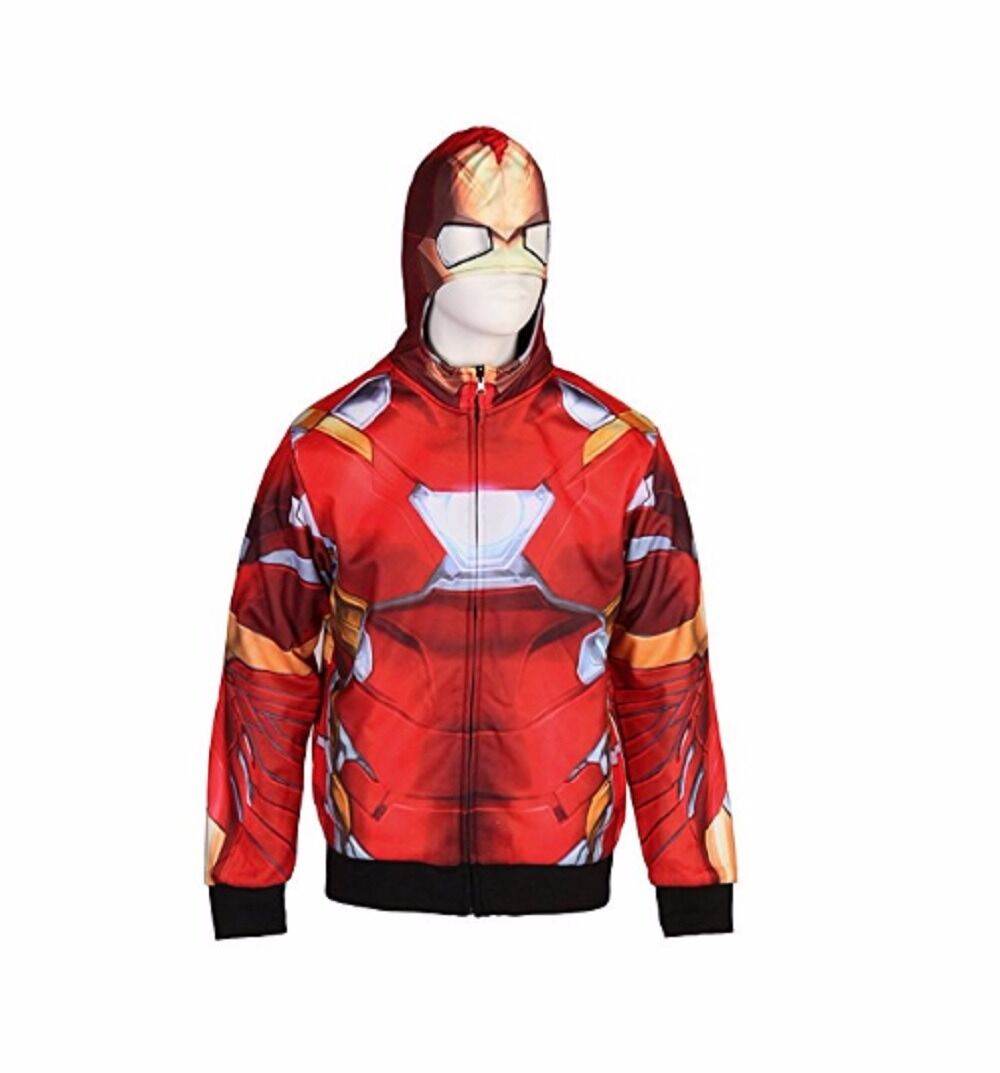 Captain America, Iron Man Civil War Reversible Hoodie Zip Up Hoodie - S