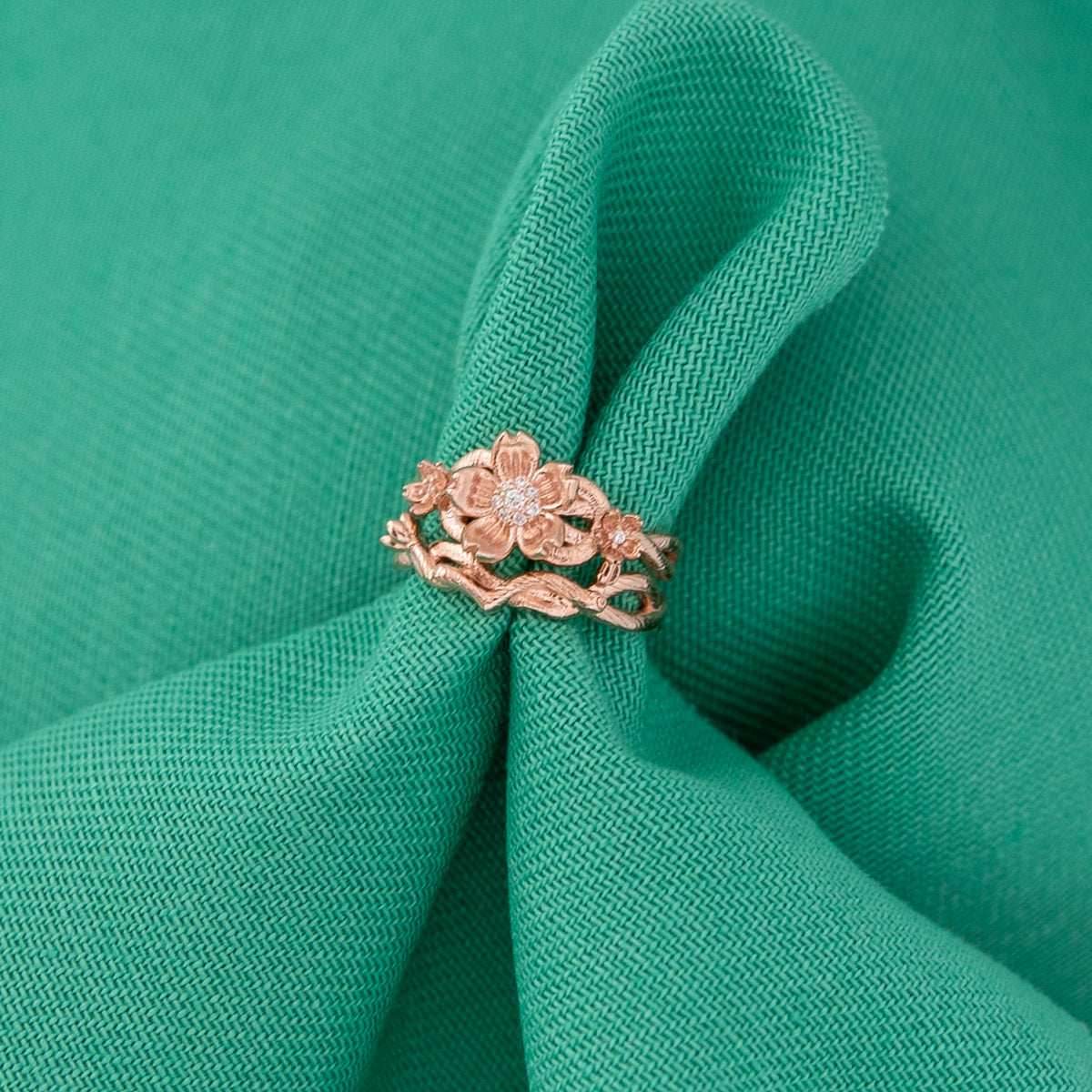 Disney X RockLove DISNEY MULAN Mulan Cherry Blossom Stacker Rings - Rose Gold Plated / Size 5