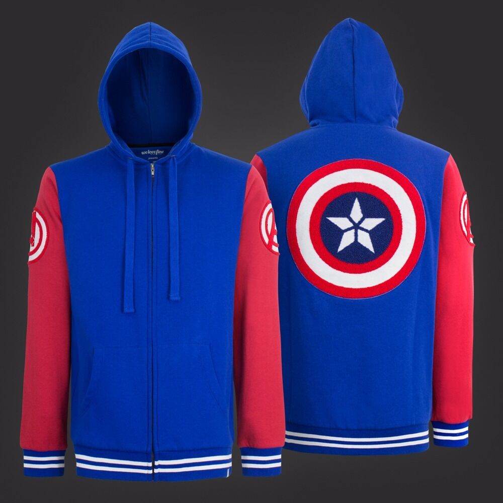 Captain America Shield Varsity Hoodie Adult Zip Up Hoodie - S