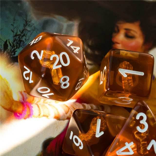 Monk (Fist) Clear Golden Dice w/ Golden Fist 7-Dice Set Rpg - 