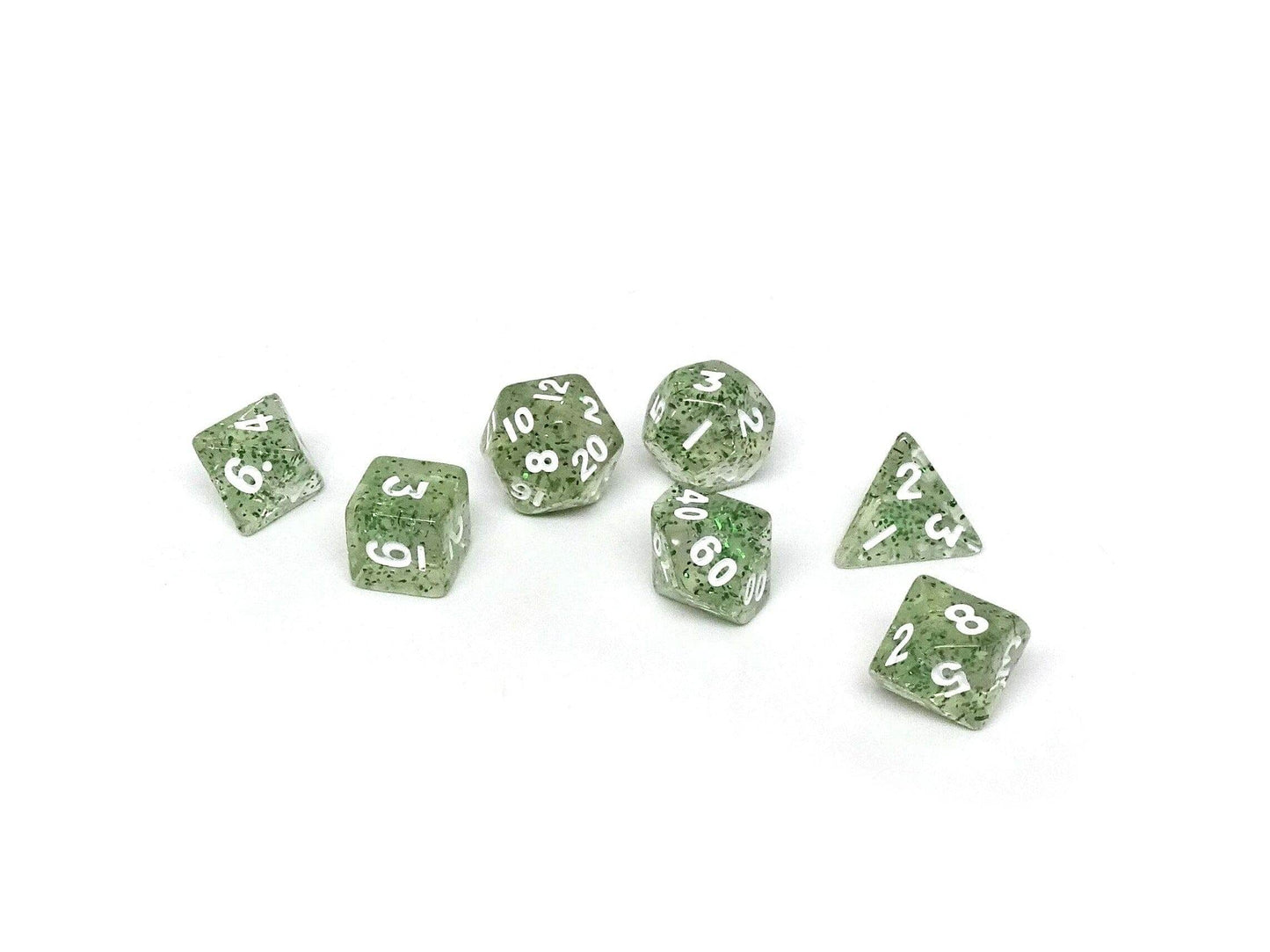 10mm Green Sparkle Mini Dice Set - 