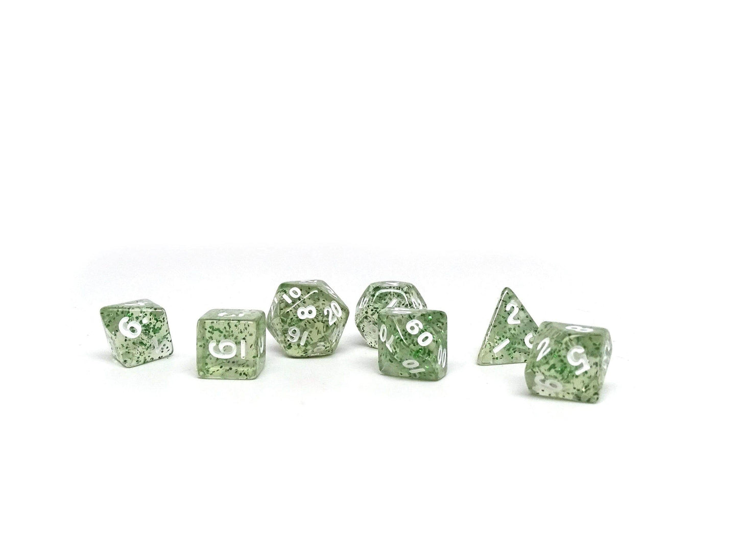 10mm Green Sparkle Mini Dice Set - 