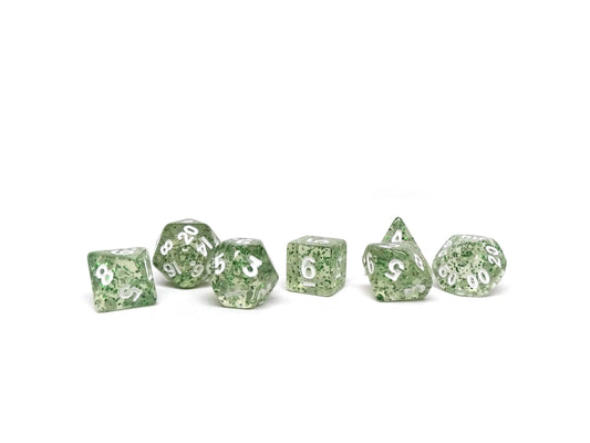 10mm Green Sparkle Mini Dice Set - 