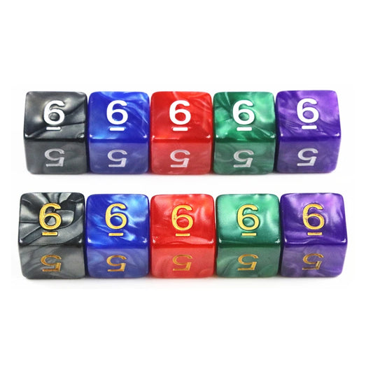 10Pcs Dice D6 Funny DND Game RPG Polyhedral Cube Multi Sides Marble Digital Dice Set Board Game Accessories