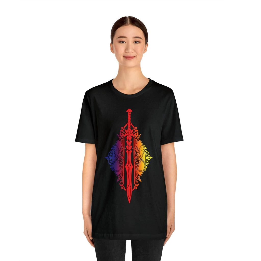 Sunset Ombre Dragon and Sword Shirt - Asphalt / S