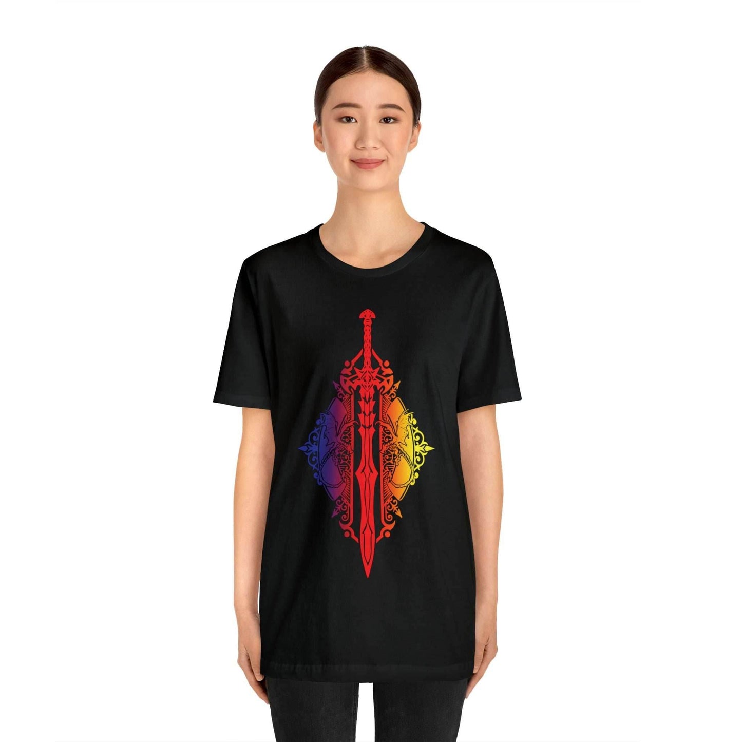 Sunset Ombre Dragon and Sword Shirt - Asphalt / S
