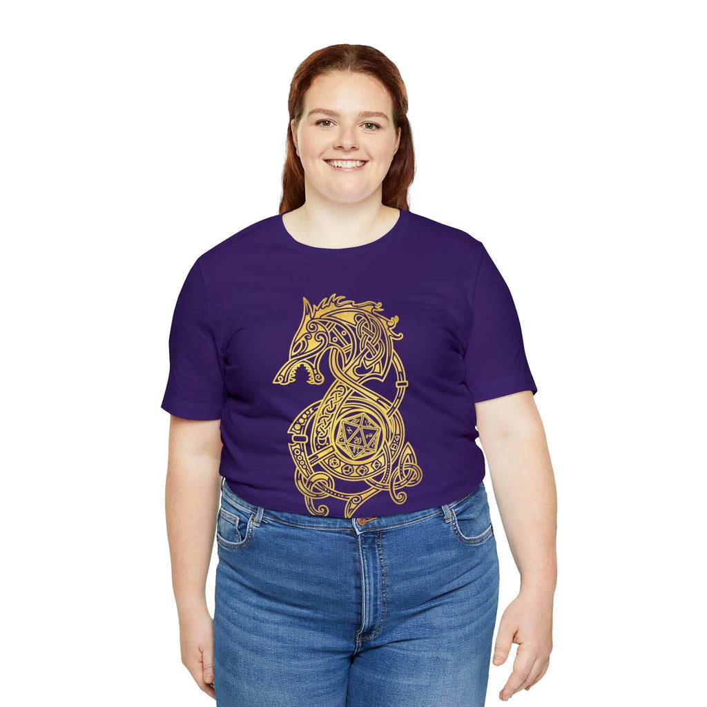 Golden Celtic Dice Dragon Shirt - Army / S