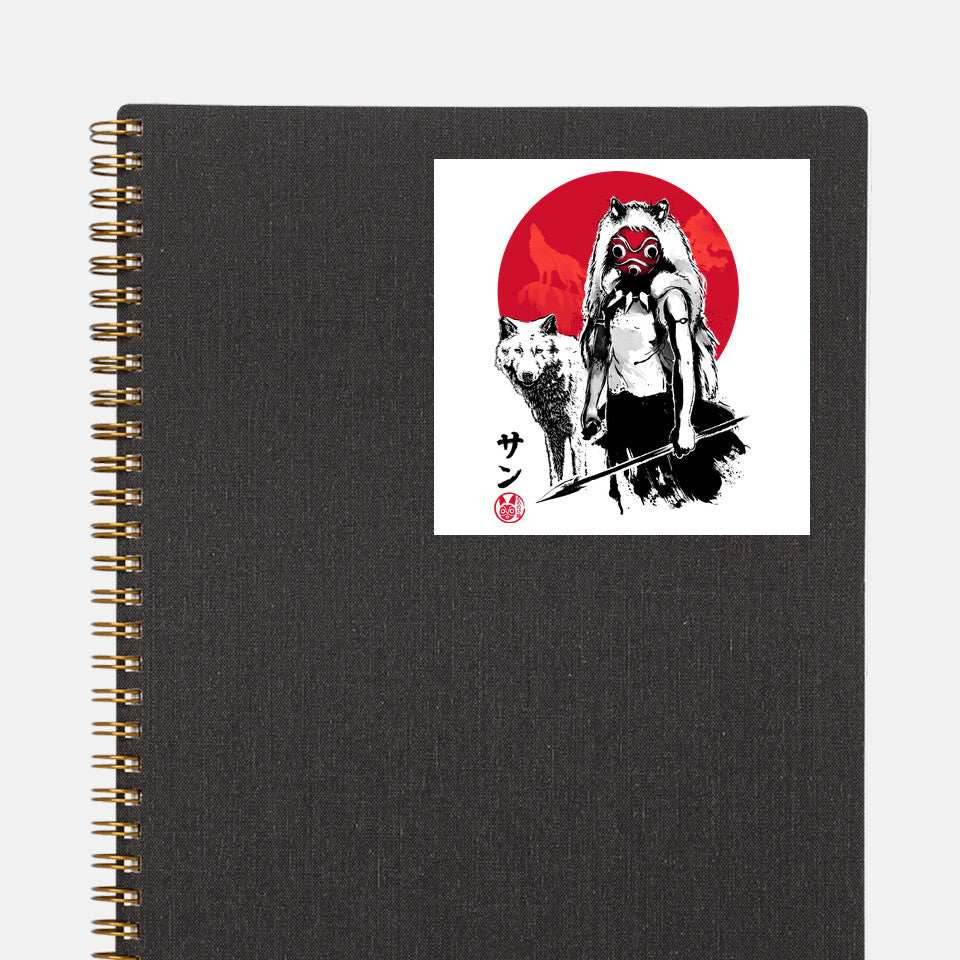 Wolf Girl Sumi-e - None / White / 3x3