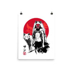 Wolf Girl Sumi-e - None / White / 12x16