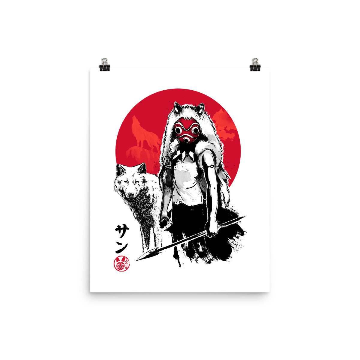 Wolf Girl Sumi-e - None / White / 12x16