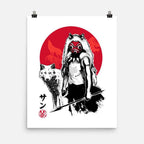 Wolf Girl Sumi-e - None / White / 12x16
