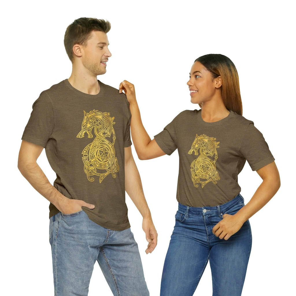 Golden Celtic Dice Dragon Shirt - Army / S