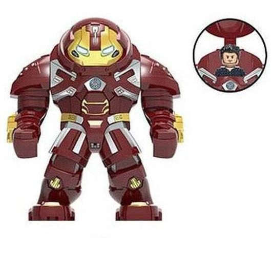 Crimson Titan Mech Suit Custom Minifigure – Heavy Armor Buster with Gold Detailing - 