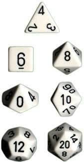 Opaque Polyhedral White/black 7-Die Set - 