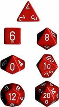 Opaque Polyhedral Red/white 7-Die Set - 