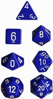 Opaque Polyhedral Blue/white 7-Die Set - 