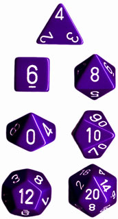 Opaque Polyhedral Purple/white 7-Die Set